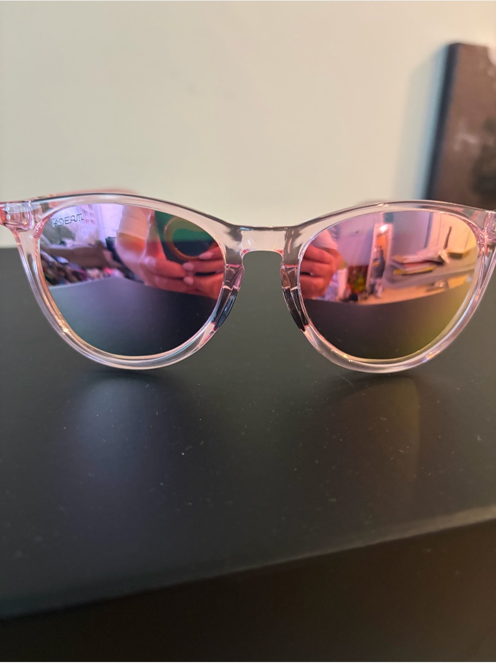 Pink Mirrored Polarized Sunglasses Clear Frame